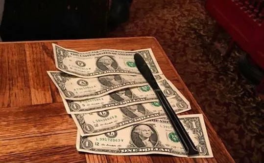 $5 Tip on Table