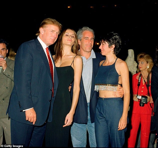 The instruction to Bondi comes after the Wall Street Journal reported on Thursday that Trump sent a birthday card to Epstein in 2003 that included a hand-drawn images of the outline of a naked women. Trump socialized with Epstein and his associate Ghislaine Maxwell (right) in the 1980s and 1990s The instruction to Bondi comes after the Wall Street Journal reported on Thursday that Trump sent a birthday card to Epstein in 2003 that included a hand-drawn images of the outline of a naked women. Trump socialized with Epstein and his associate Ghislaine Maxwell (right) in the 1980s and 1990s