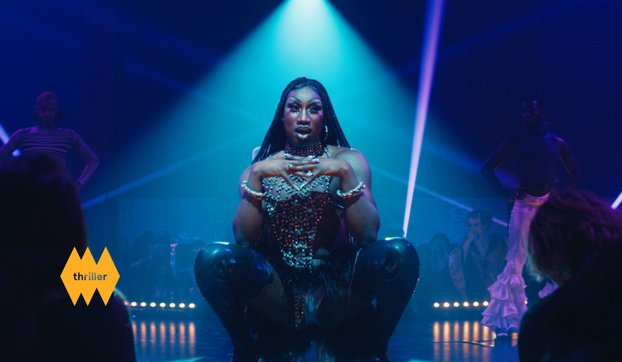 Nathan Stewart-Jarrett as Aphrodite Banks in “Femme” performs in drag on a stage.