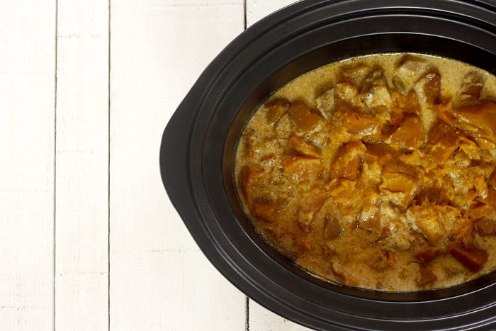 Crema de calabaza asada, chirivía y naranja