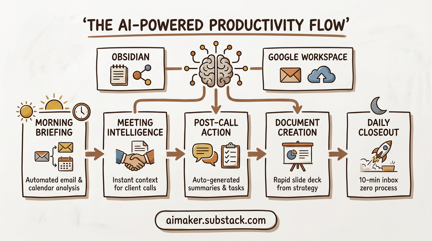 AI-powered productivity using Claude Code, Google Workspace, and Obsidian