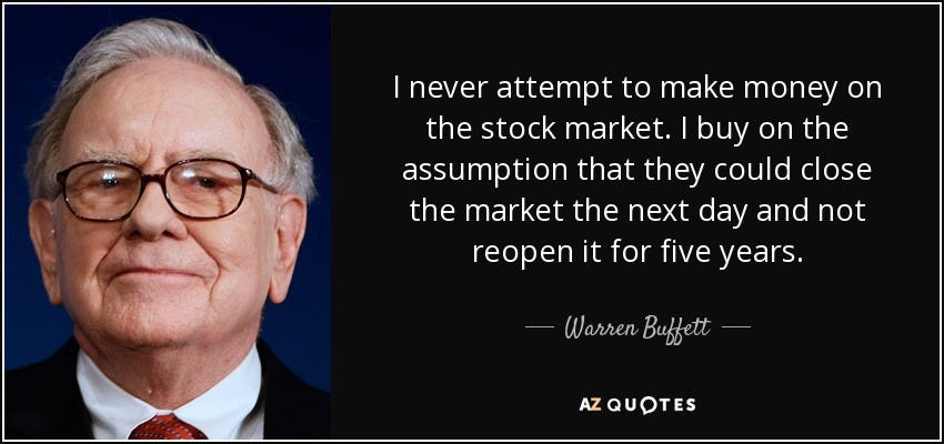 Warren Buffett quote: I never attempt to make money on the stock market...