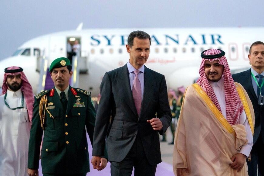 Saudi Arabia's Deputy Emir of Mecca Prince Badr bin Sultan bin Abdulaziz, on the right, received Syrian President Bashar al-Assad in Jeddah on the eve of the Arab League summit Saudi Arabia's Deputy Emir of Mecca Prince Badr bin Sultan bin Abdulaziz, on the right, received Syrian President Bashar al-Assad in Jeddah on the eve of the Arab League summit