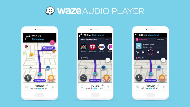 Waze audio player all services cover Waze audio player all services cover