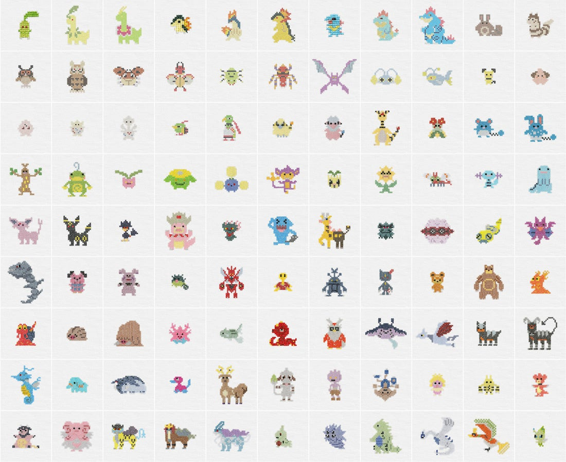 image of johto region pokemon embroideries