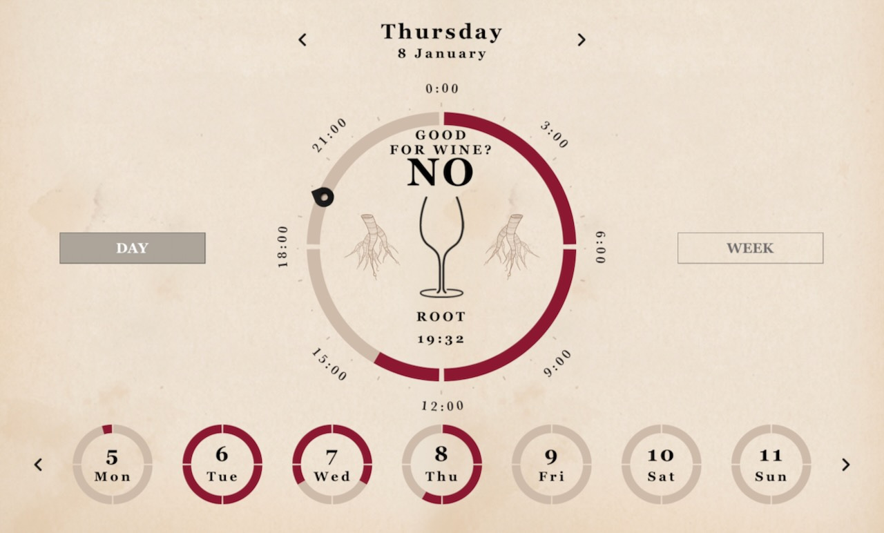 Screenshot of the When Wine Tastes Best App. Screenshot of the When Wine Tastes Best App.