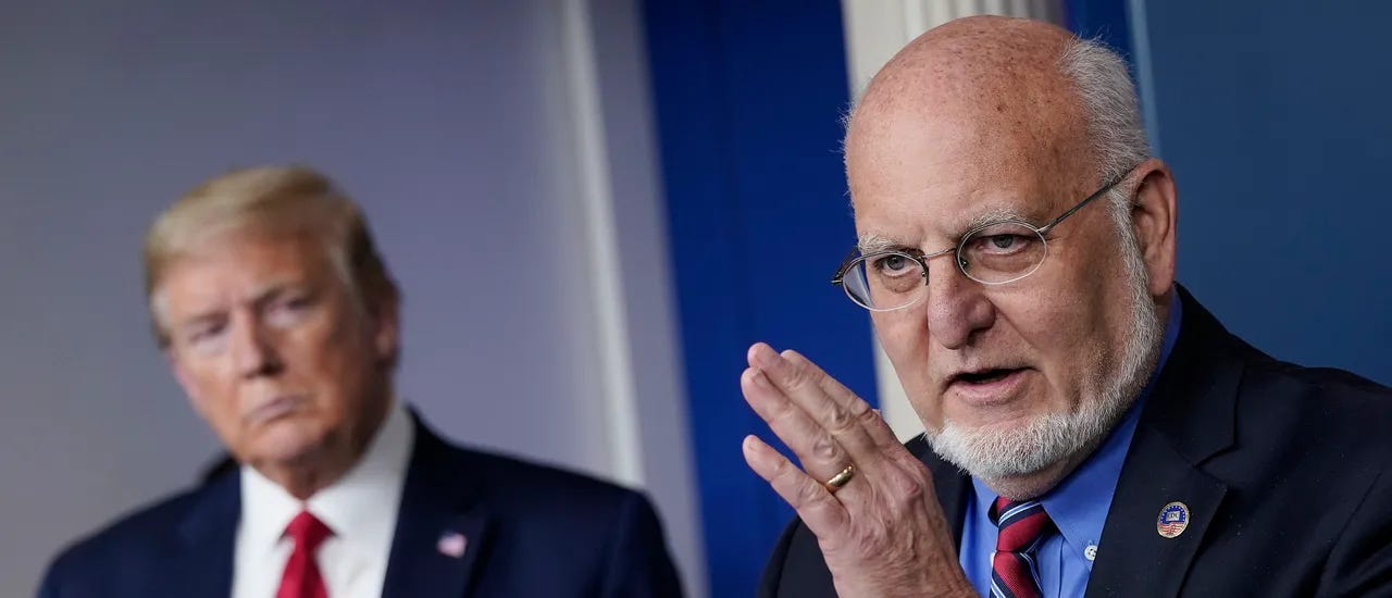 WASHINGTON, DC - APRIL 22: Dr. Robert Redfield, Director of the Centers for Disease Control and Prevention speaks while U.S. President Donald Trump listens during the daily briefing of the coronavirus task force at the White House on April 22, 2020 in Washington, DC. Dr. Redfield, has said that a potential second wave of coronavirus later this year could flare up again and coincide with flu season. (Photo by Drew Angerer/Getty Images)