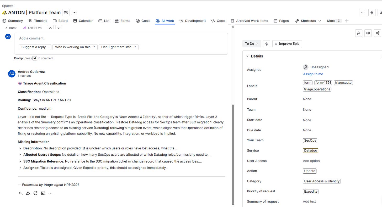 Operations example in Jira