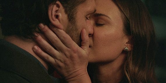 Walker Geri grabbing Jared Padalecki's face to get more camera time with kiss. Walker Geri grabbing Jared Padalecki's face to get more camera time with kiss.