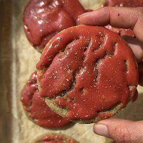 Chamomile Sugar Cookies with Strawberry Icing