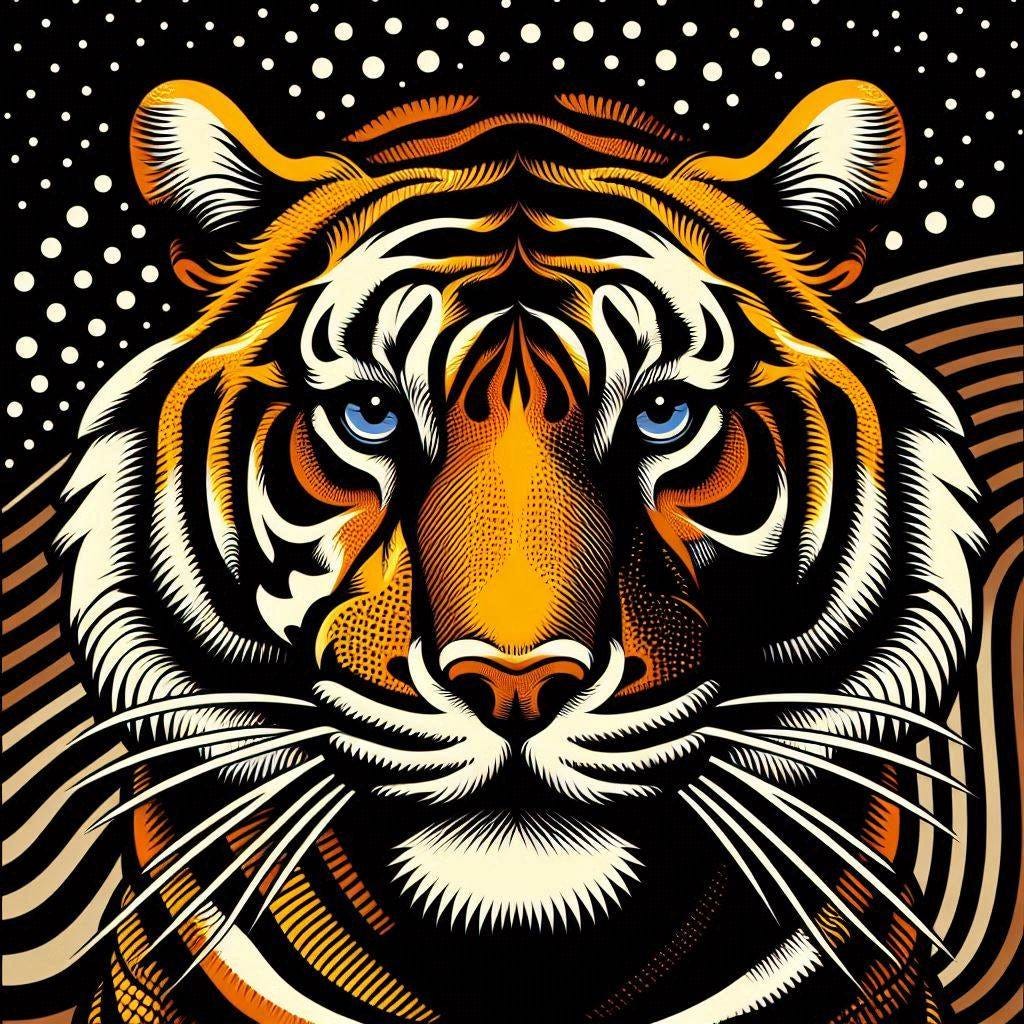 a bengal tiger in the style of roy lichtenstein