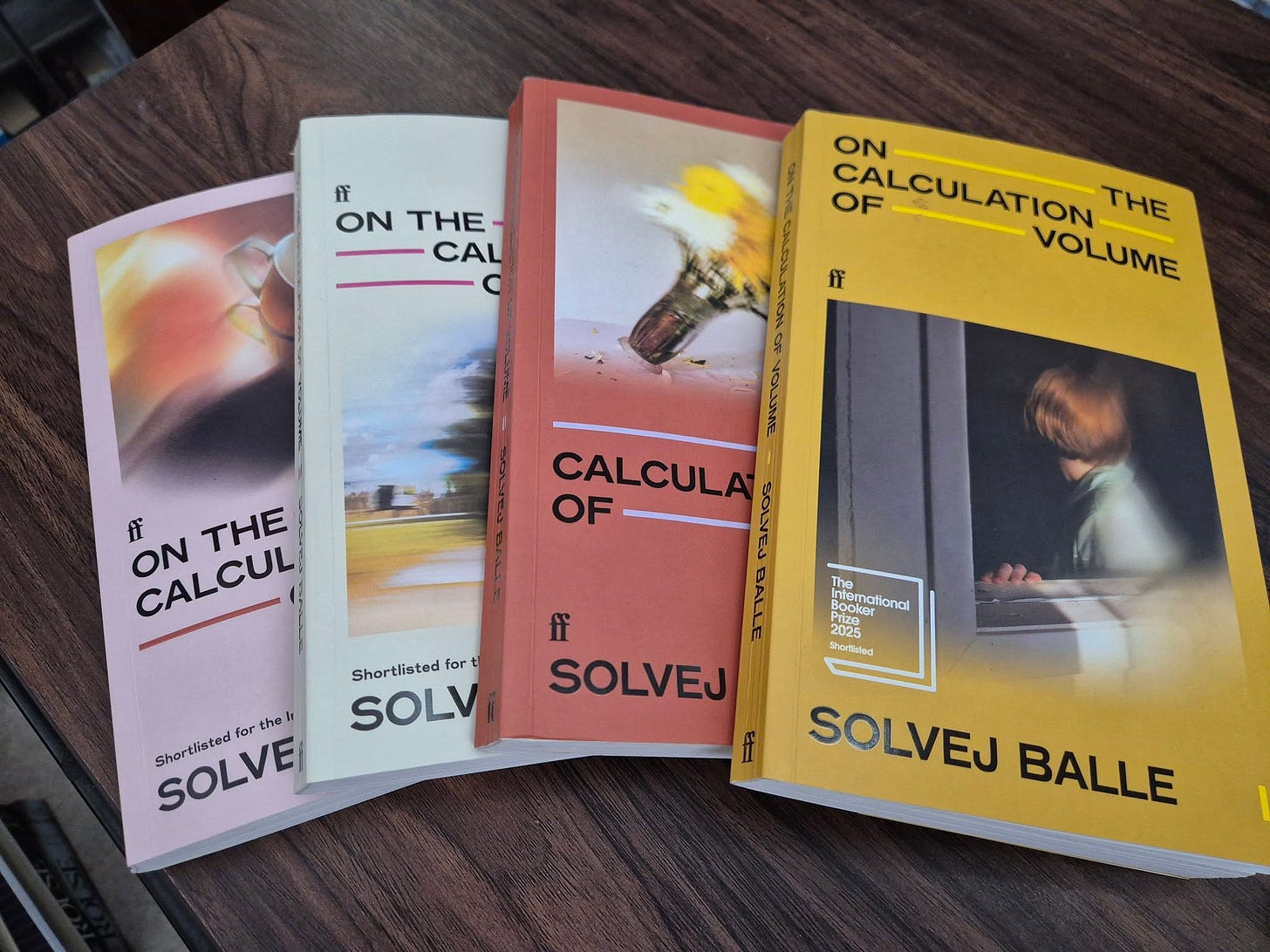 May be an image of text that says 'ff ON ONTHE THE CAL C ON CALCULATION THE OF VOLUME I ON ONTHE 位 THE CALCUL CALCULA OF Shortlisted Shortlistedfor for SOLV heangaionaa The Interationa pooke Prize 2025 Shortiding ff SOLVEJ Shortlisted SOLVE for the he SOLVEJ BALLE'