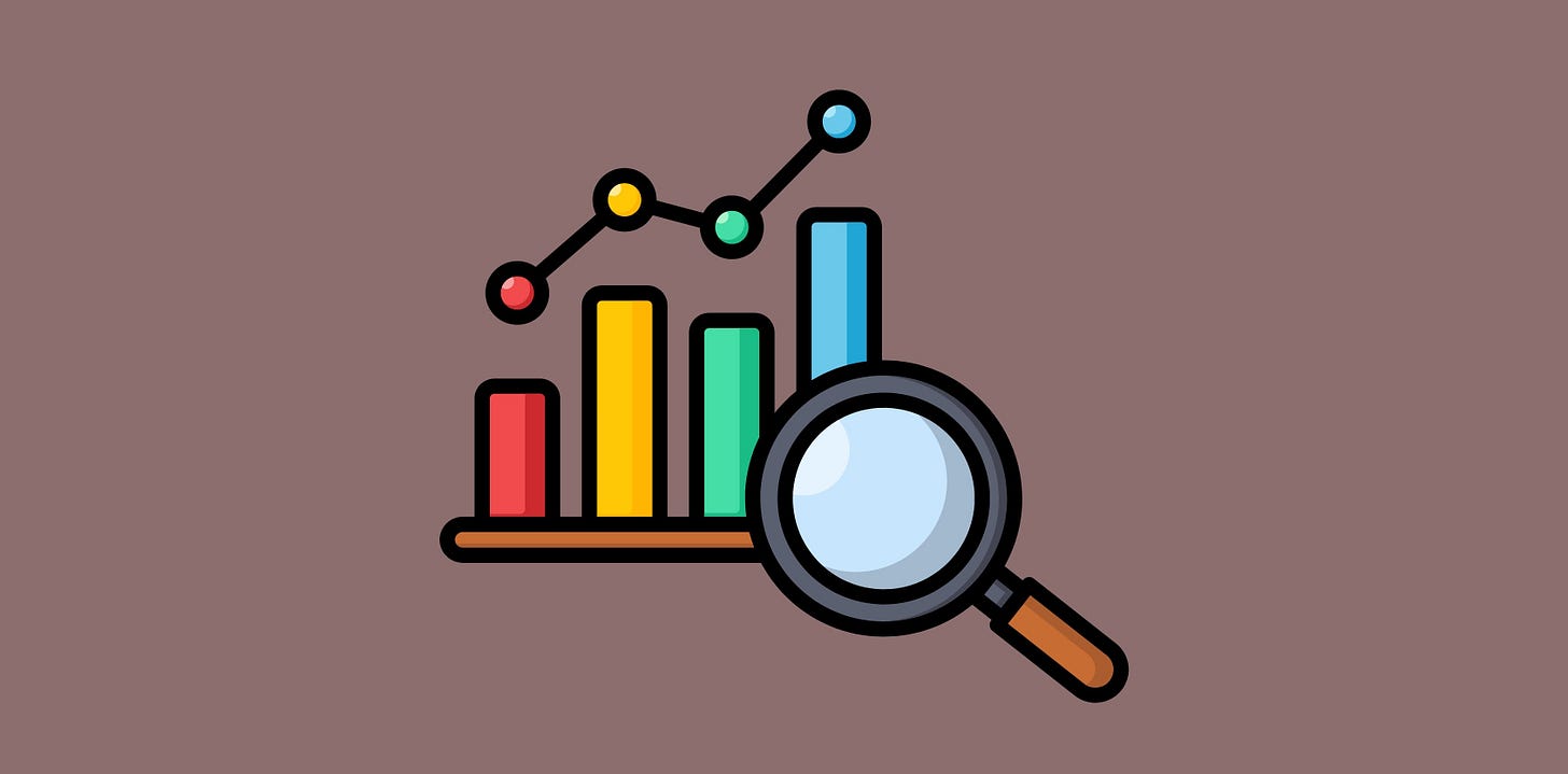 A bar chart with a line punctuated with data points above the four bars of different heights. A bar chart with a line punctuated with data points above the four bars of different heights.