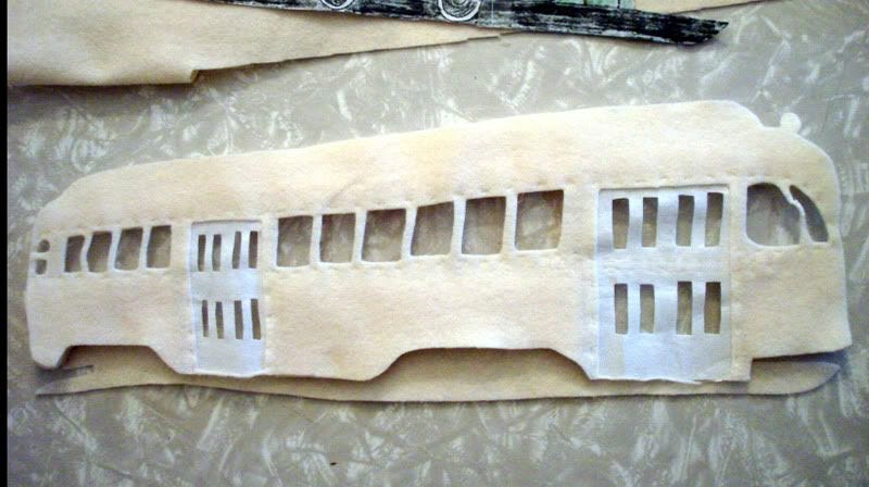 Beaded Boston MBTA trolley train subway car T felted train bead embroidery pop art beading Pullman PCC Beaded Boston MBTA trolley train subway car T felted train bead embroidery pop art beading Pullman PCC