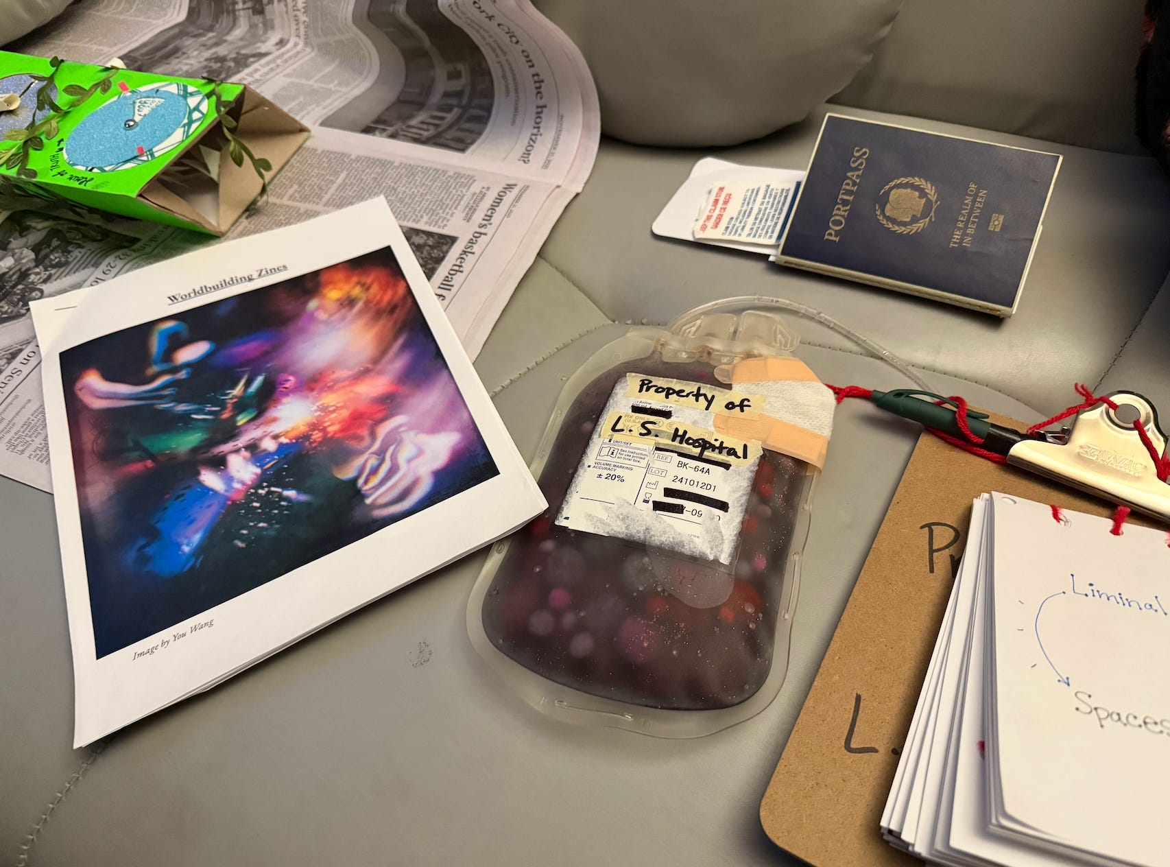 Worldbuilding zines, USB lockets, and other objects