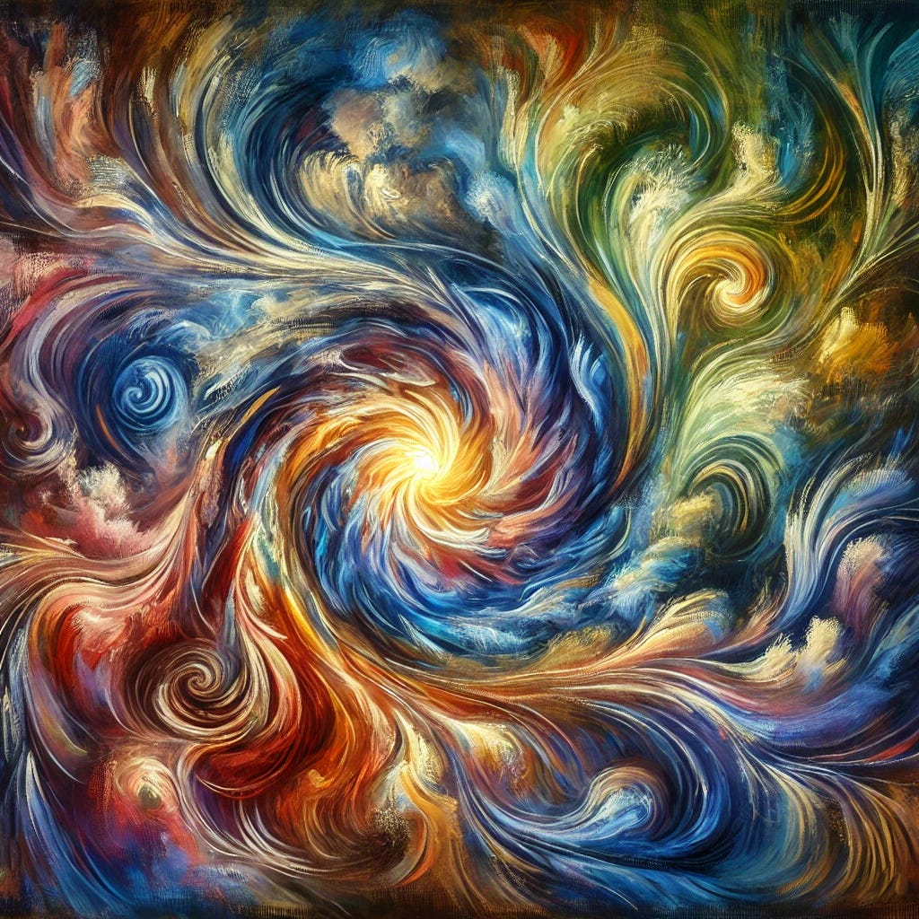 An expressive and deeply evocative impressionist oil painting, abstractly visualizing the profound connections between early childhood experiences, emotions, and health. Swirling, interlocking brush strokes of rich blues, greens, and golds represent the unity of the psycho-neuro-immuno-endocrine system. Vibrant reds and oranges radiate outward, symbolizing stress and its impact, while softer pastel tones like pink and lavender depict healing and emotional competence. Subtle shadows in the background suggest generational patterns and hidden struggles. A central luminous shape hints at connection and resilience, tying together the biological and emotional aspects of health. The overall composition conveys depth, complexity, and hope. An expressive and deeply evocative impressionist oil painting, abstractly visualizing the profound connections between early childhood experiences, emotions, and health. Swirling, interlocking brush strokes of rich blues, greens, and golds represent the unity of the psycho-neuro-immuno-endocrine system. Vibrant reds and oranges radiate outward, symbolizing stress and its impact, while softer pastel tones like pink and lavender depict healing and emotional competence. Subtle shadows in the background suggest generational patterns and hidden struggles. A central luminous shape hints at connection and resilience, tying together the biological and emotional aspects of health. The overall composition conveys depth, complexity, and hope.