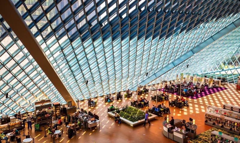 Seattle Public Library Interior Editorial Stock Photo - Image of landmark,  metal: 119058303