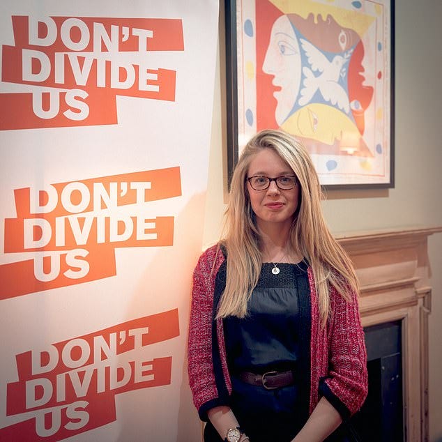 Social Democratic Party candidate for the London mayoralty Amy Gallagher (pictured), who was due to speak, hit out against Labour for forcing the events cancellation saying: 'I was going to speak about the trans issue and women's rights'