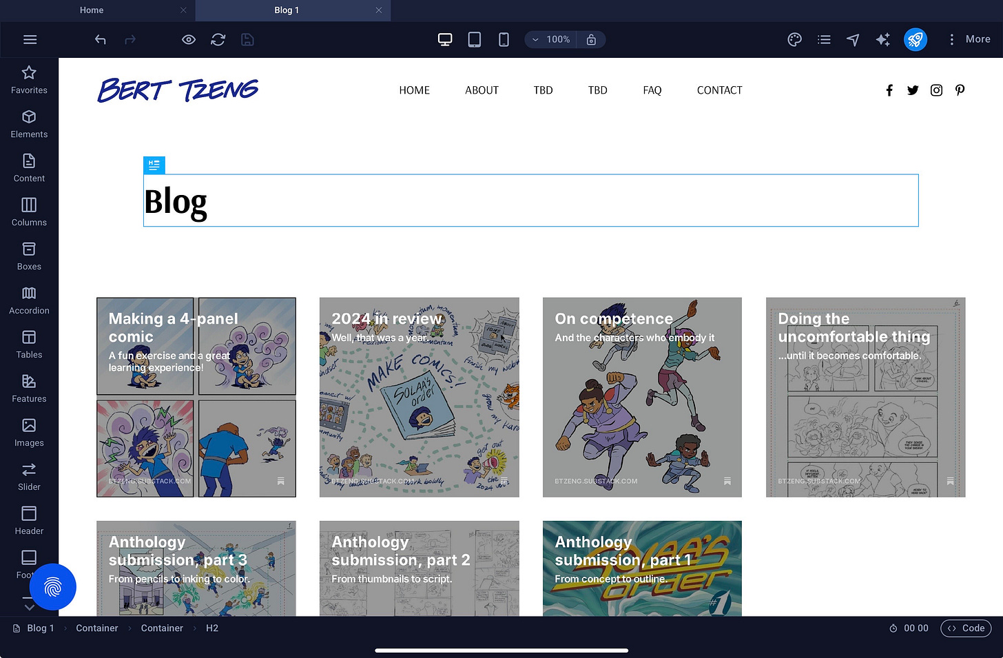 Screenshot of a draft blog page from my website. Each entry is a Substack post that I‘ve already published.