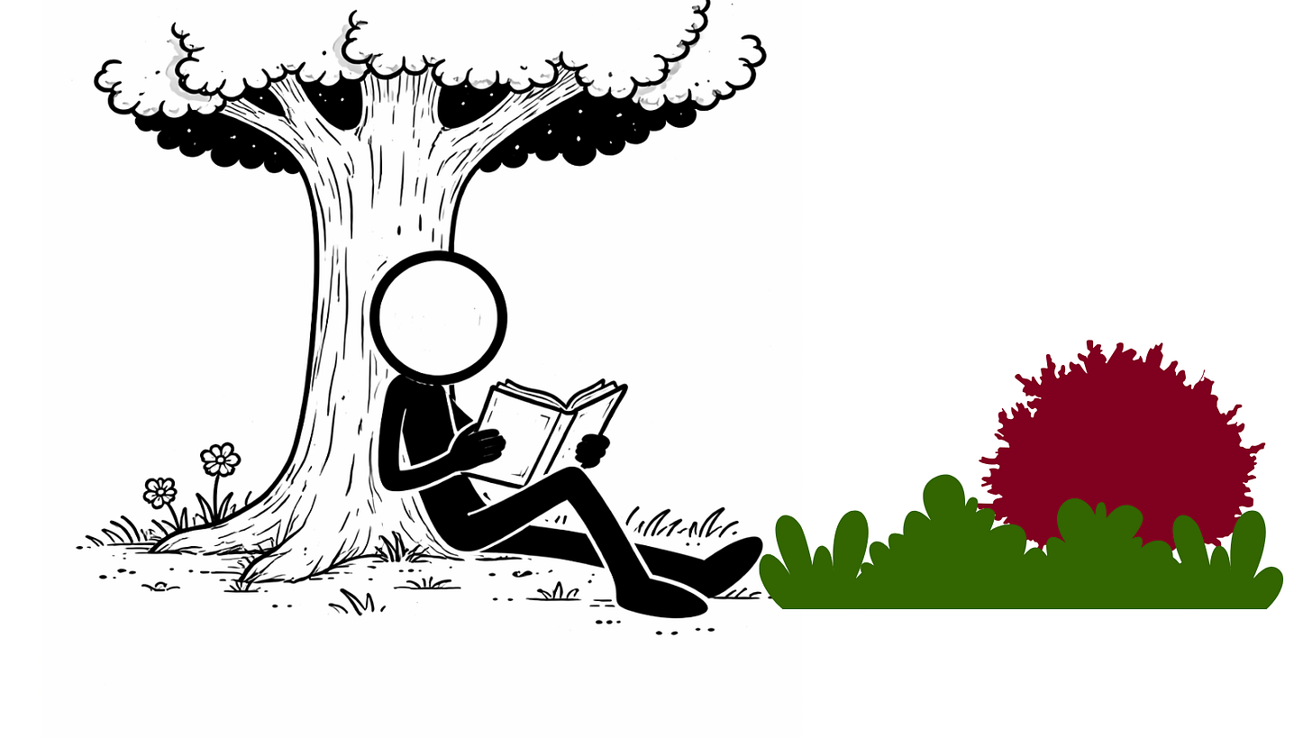 Stickman sitting under a tree reading a book Stickman sitting under a tree reading a book