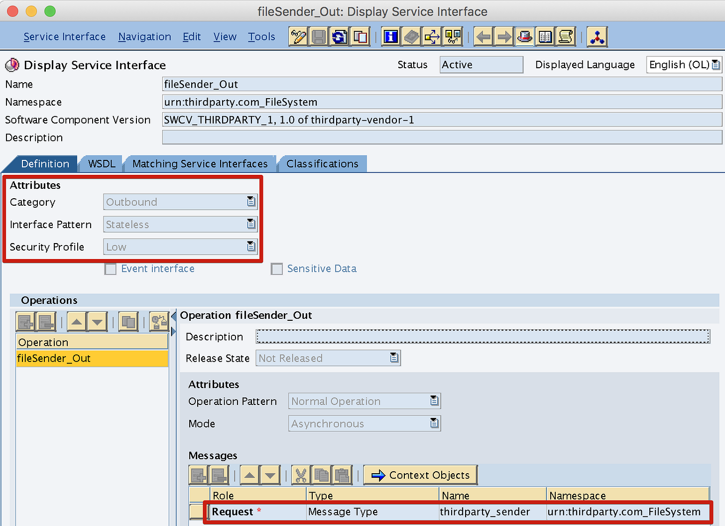 Outbound Service Interface with sender Message Type attached Outbound Service Interface with sender Message Type attached