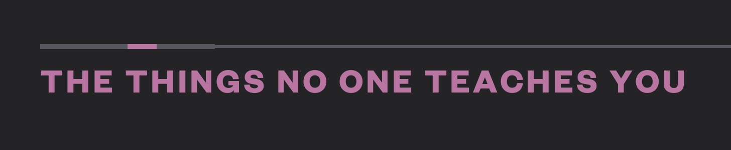 The Things No One Teaches You The Things No One Teaches You