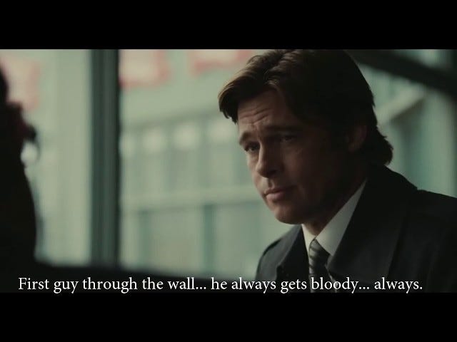 Moneyball - First guy through the wall - YouTube