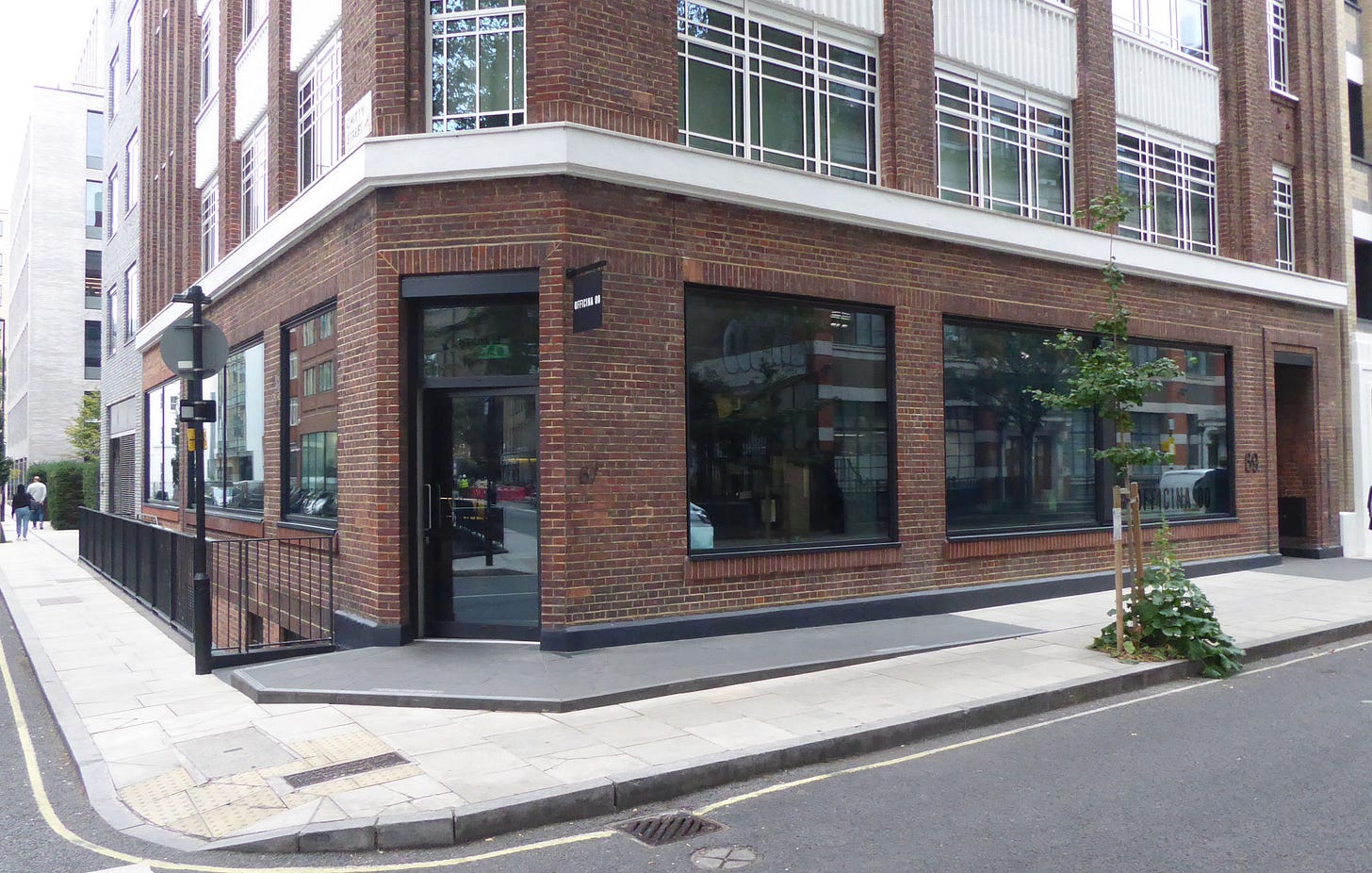 View from street of a restaurant on the corner of Chitty Street and Whitfield Street.