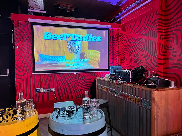The brewery, some pints, a live Beer Ladies Podcast event, and the bar at Rascals