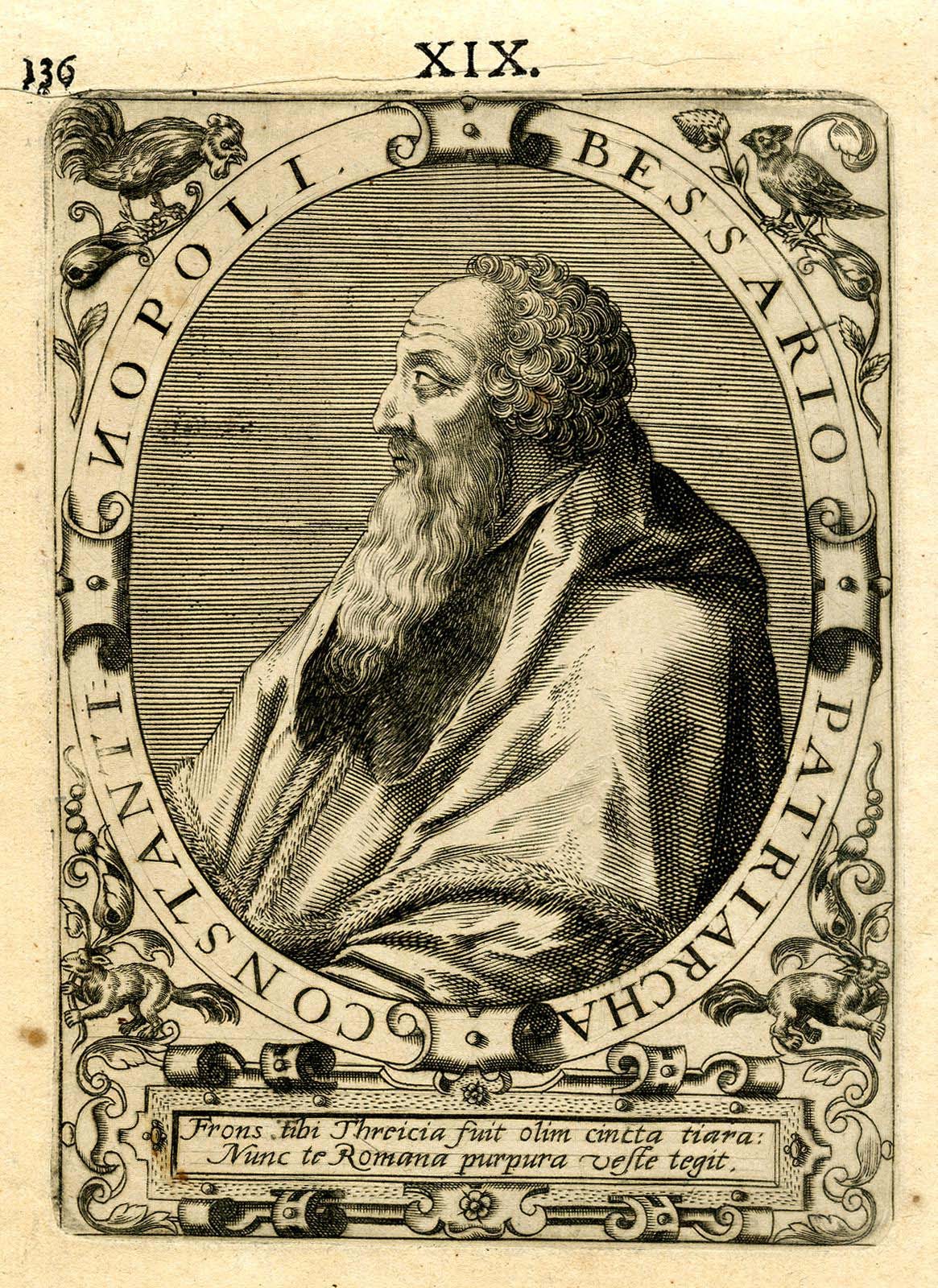 Engraved Portrait of Cardinal Bessarion, Johann Theodor de Bry, c. 1599