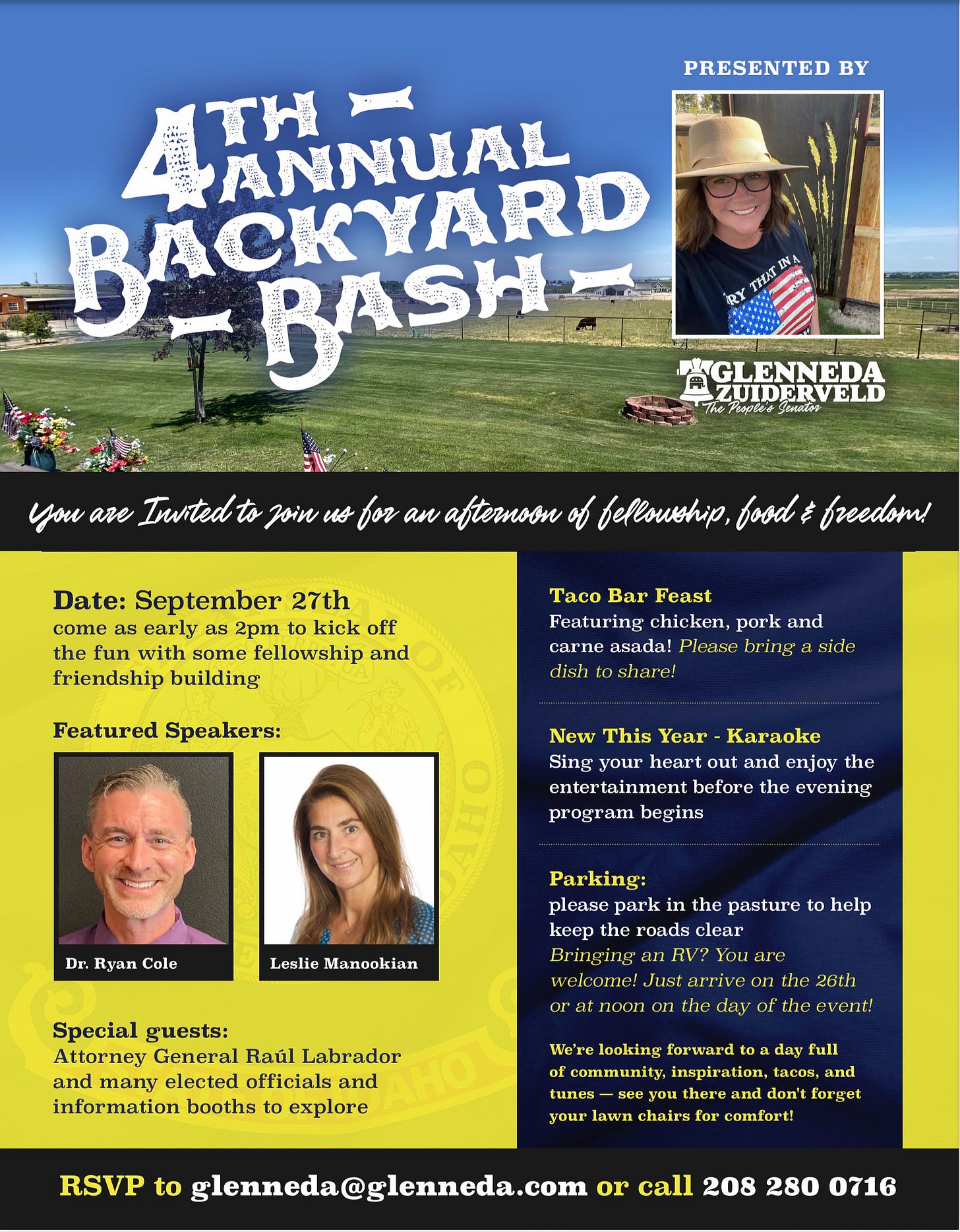 Idaho — Fellowship, Food, and Freedom in Twin Falls on 09/27/25 — Z Hobby Farm Back Yard Bash! 
