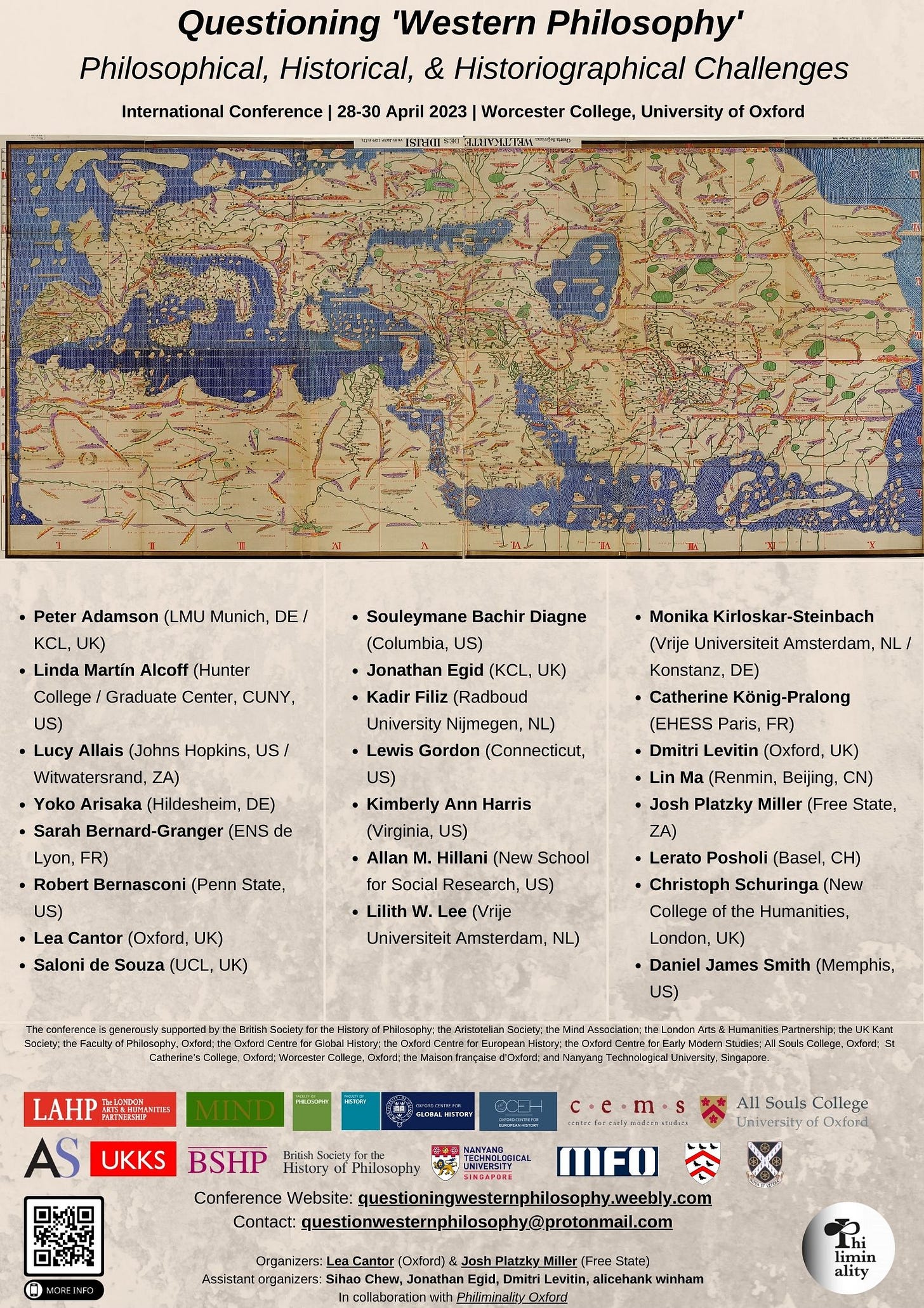 Questioning ‘Western Philosophy’: Philosophical, Historical, & Historiographical Challenges (28-30 Apr 2023) conference flyer