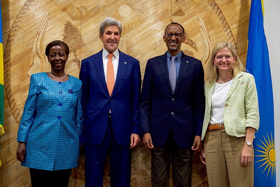 File:Secretary Kerry and Rwandan President Kagame Pose for A Photo With Rwandan Foreign Minister Musikiwabo and U.S. Ambassador Barks-Ruggles in Kigali (30326383225).jpg