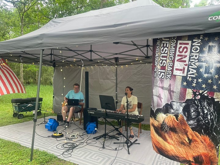 Photos of our gatherings and the worship tent.