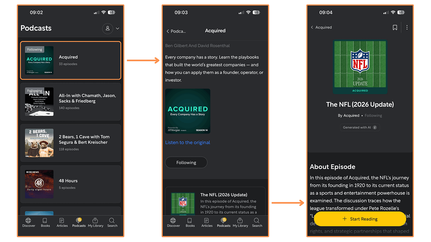 Shortform’s Podcasts (mobile app + dark mode)