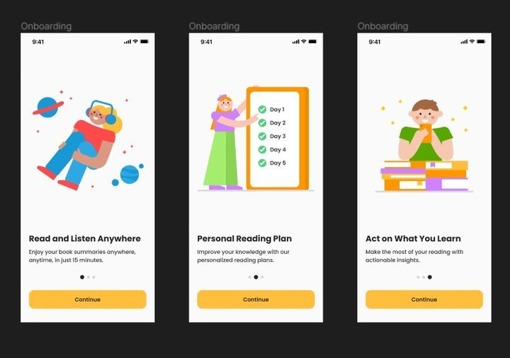 Onboarding screens