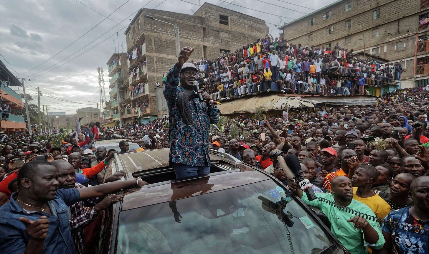 Photos of Raila Odinga, the former Kenyan PM who helped steer the country  into multiparty democracy