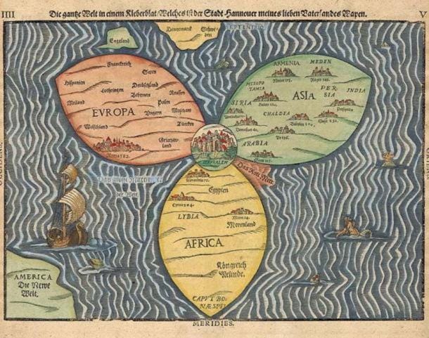 Maps from the Middle Ages placed Jerusalem at the center of the earth. Maps from the Middle Ages placed Jerusalem at the center of the earth.
