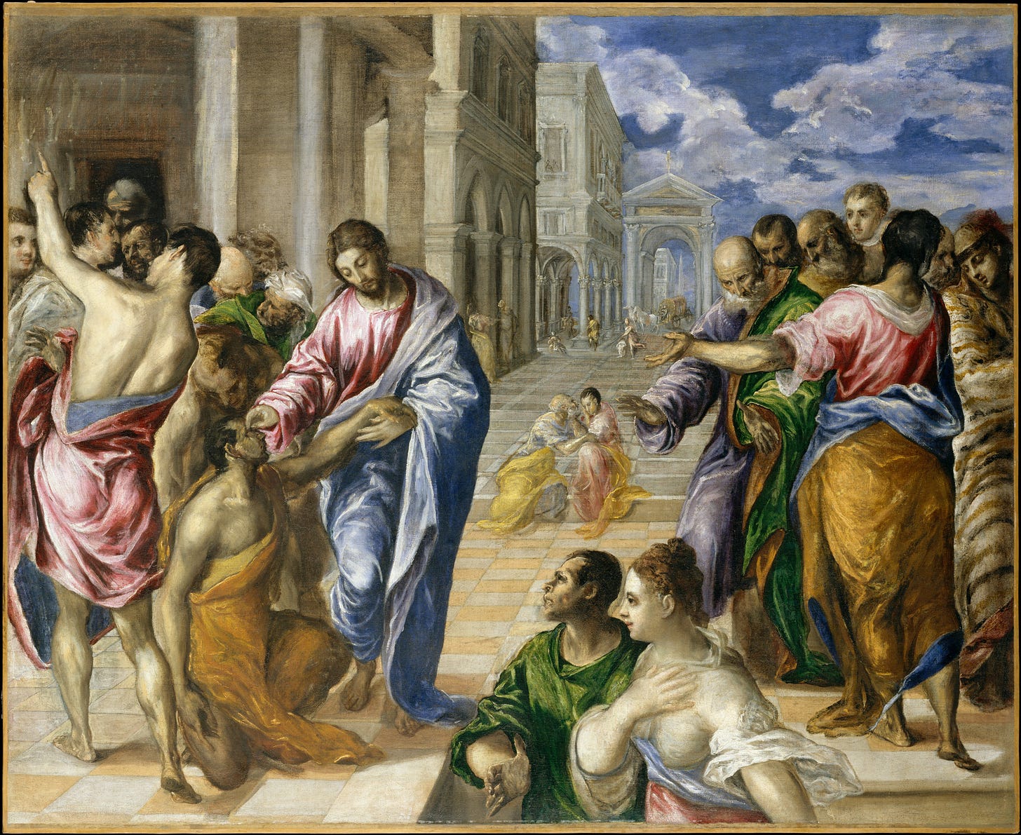 The Miracle of Christ healing the blind - painting by ' El Greco'