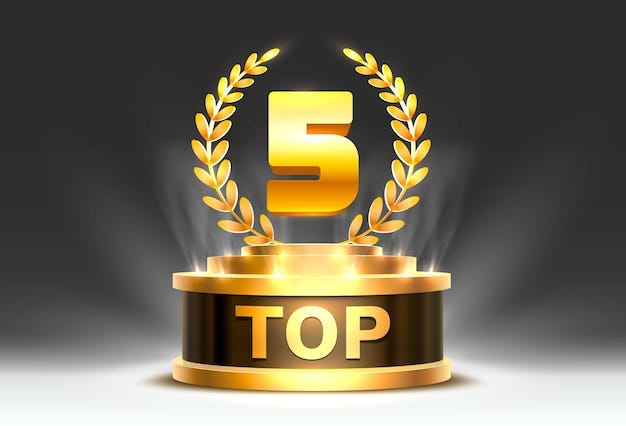 Premium Vector | Top 5 best podium award sign, golden object