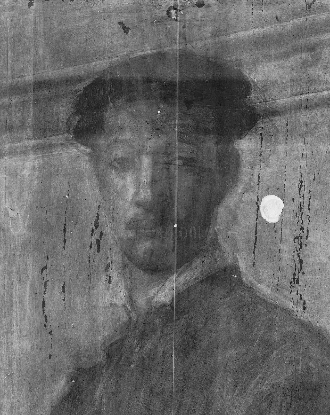 X-ray of a painting revealing a hidden change X-ray of a painting revealing a hidden change