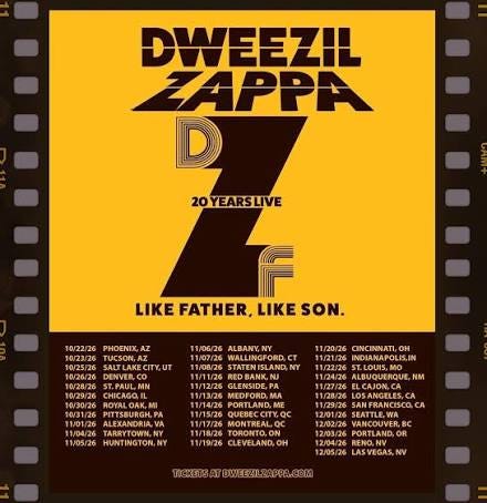 ⚡️ Just Announced @dweezilzappa brings the DZ20 Like Father, Like Son Tour  here to The Complex on October 25th, celebrating 20 years of playing his  father's music. 🎟️ 🕙 Local Presale Thursday