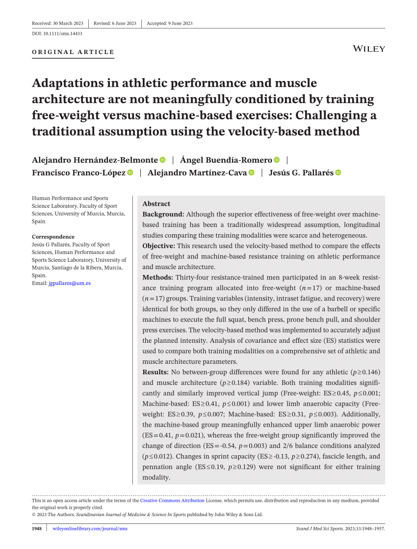 (PDF) Adaptations in athletic performance and muscle architecture are ... (PDF) Adaptations in athletic performance and muscle architecture are ...