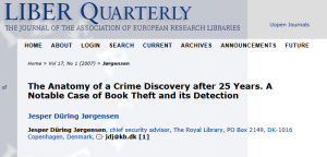 Royal Library Copenhagen; article by Jesper During Jorgensen, Chief Security Advisor; 2007; from http://liber.library.uu.nl/index.php/lq/article/view/7874/8078