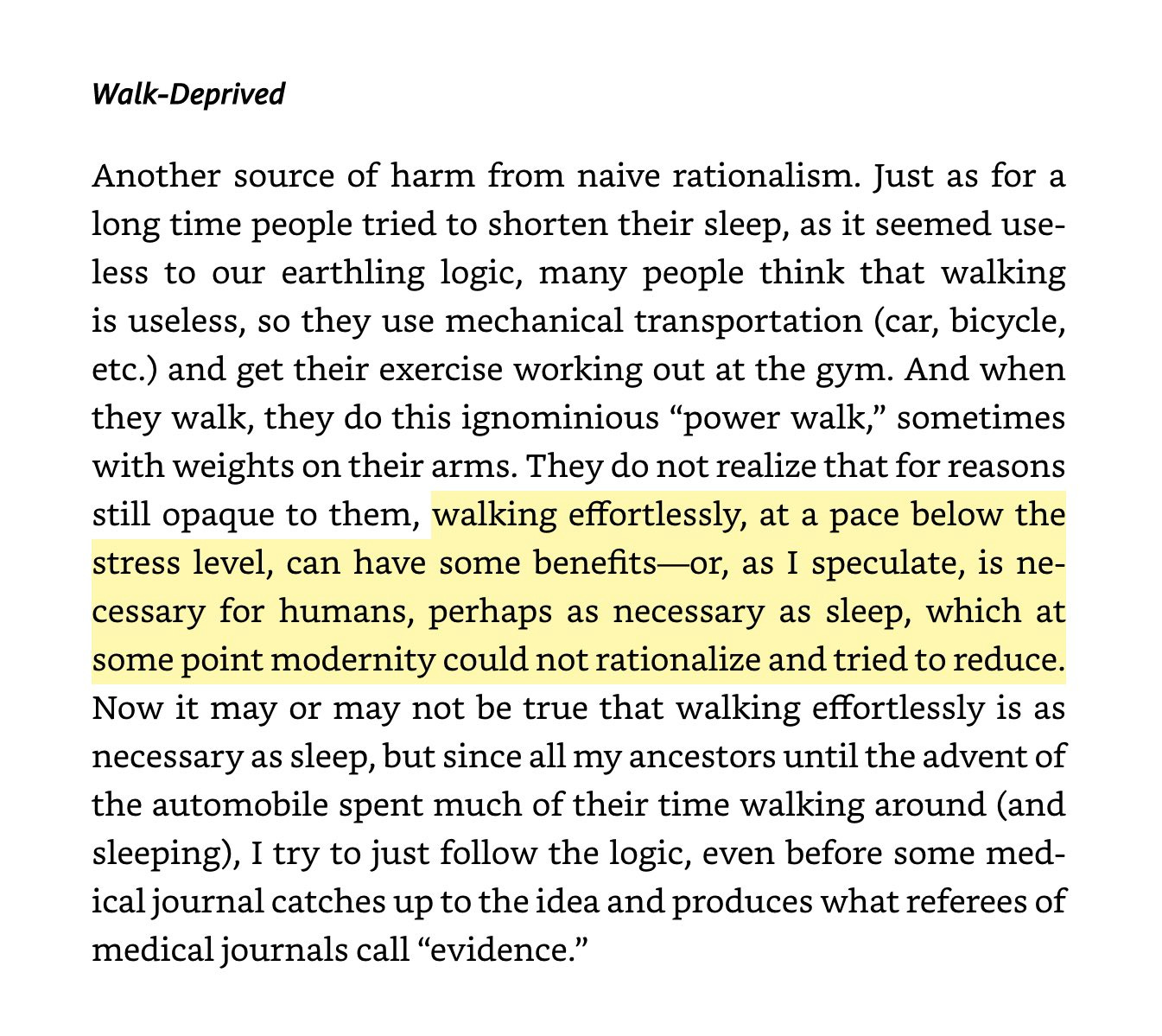 Nassim Taleb on Walking Slowly
