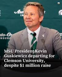 🔗: https://l.mlive.com/qem0fc Last week, Michigan State University's Board  of Trustees offered President Kevin Guskiewicz a $1 million raise to  convince him to stay on at MSU. On Wednesday, Guskiewicz was hired as