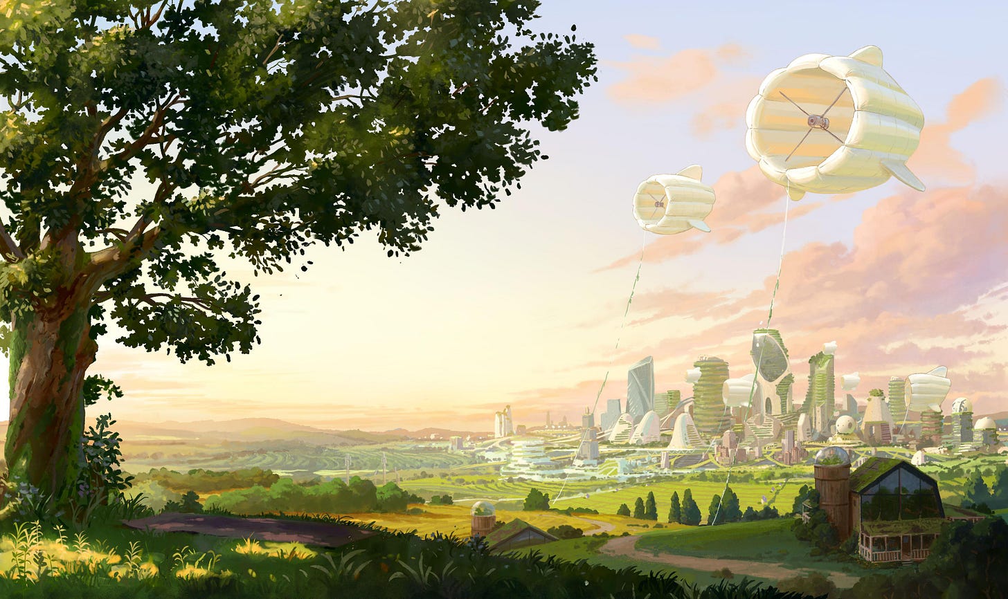Background Art for Chobani with The Line Animation by artist Daniel Clarke  : r/solarpunk