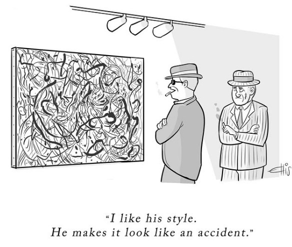 May be pop art of text that says 'iH "I like his style. He makes it look like an accident."' May be pop art of text that says 'iH "I like his style. He makes it look like an accident."'