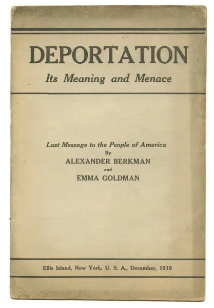 Cover of "Deportation: Its Meaning and Menace. Last Message to the People of America" by Alexander BERKMAN and Emma GOLDMAN Cover of "Deportation: Its Meaning and Menace. Last Message to the People of America" by Alexander BERKMAN and Emma GOLDMAN