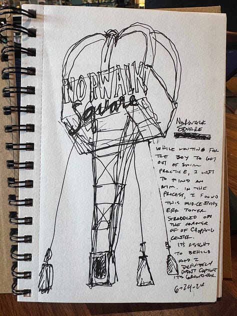 9 different urban sketches in black line by Dave Conrey